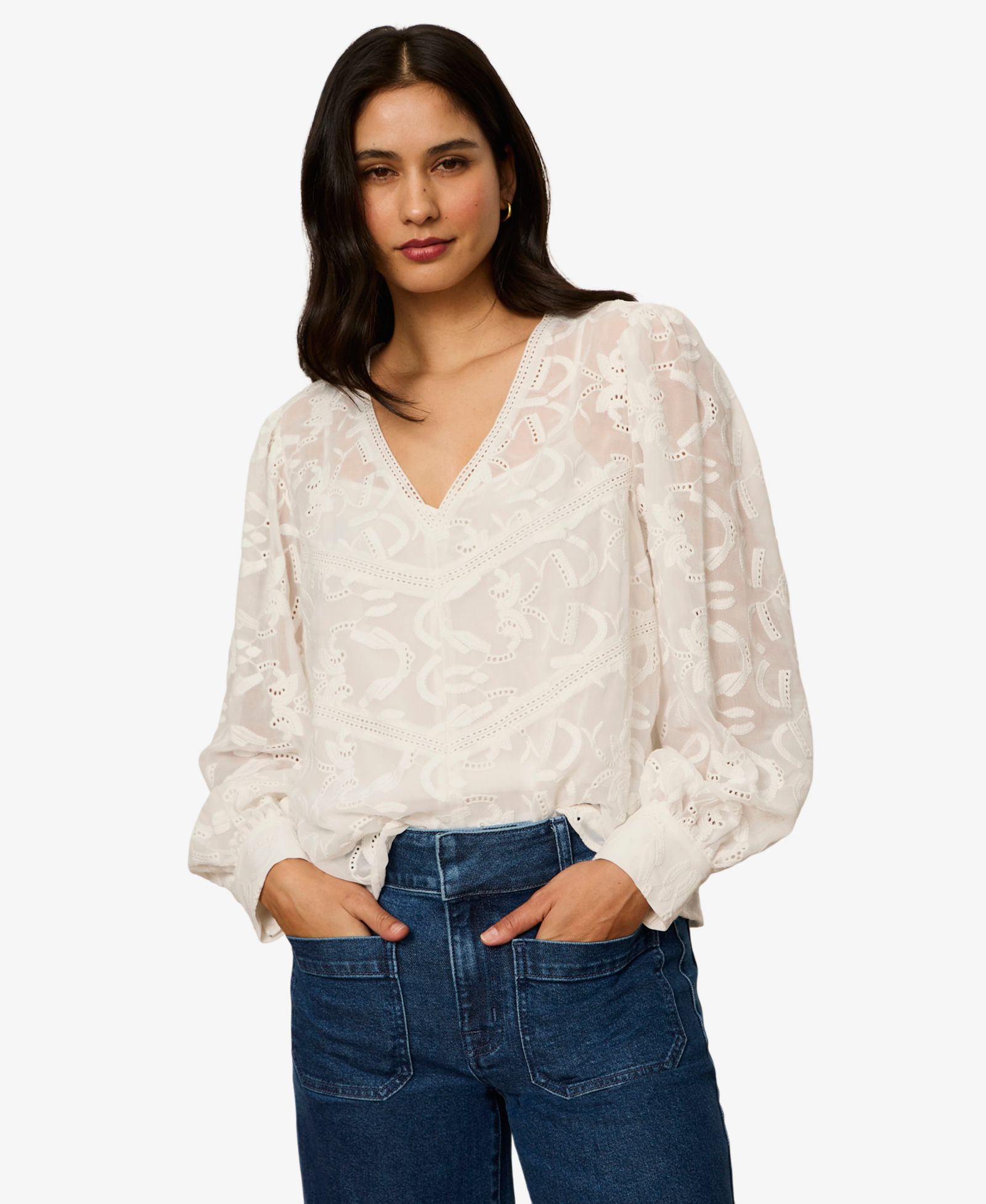Sanctuary Women's Long-Sleeve Embroidered Blouse