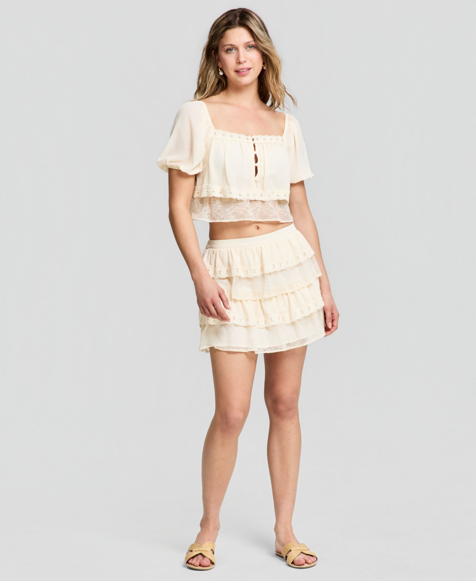 Женская мини-юбка And Now This Chiffon Lace