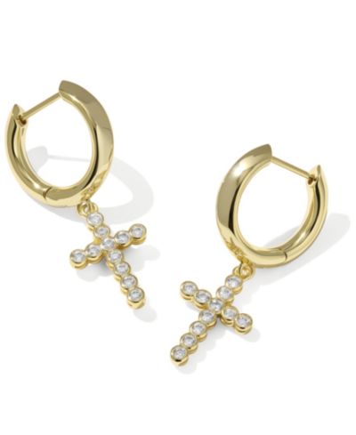 Kendra Scott серьги-кольца с кристаллами и позолотой из латуни