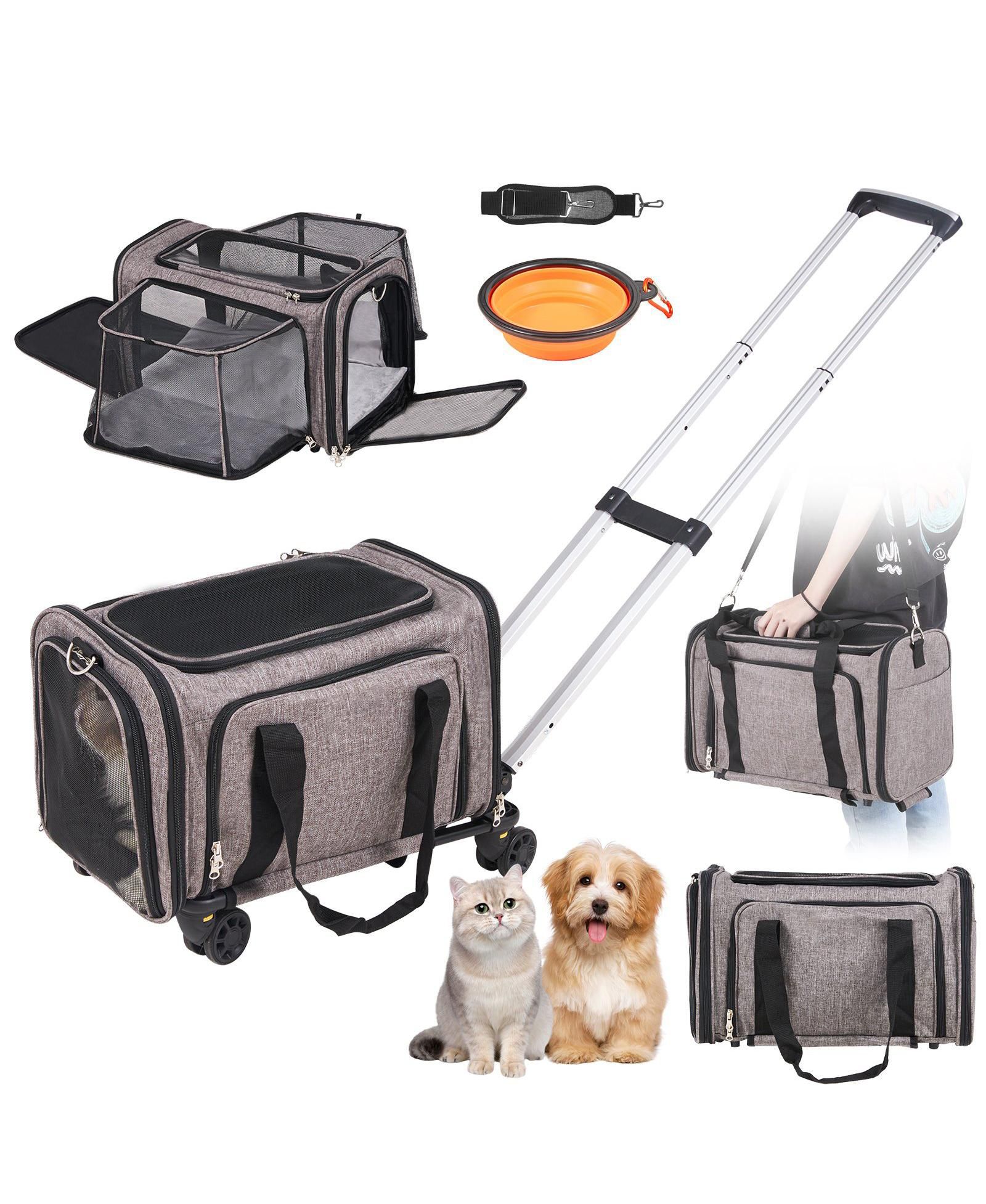 COZITO Airline-Approved Rolling Pet Carrier, Holds up to 25 lbs., Gray