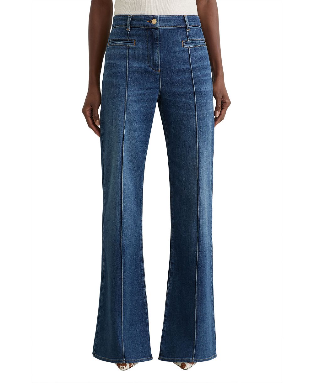 REISS Women's Pintuck-Detail Flared Jeans