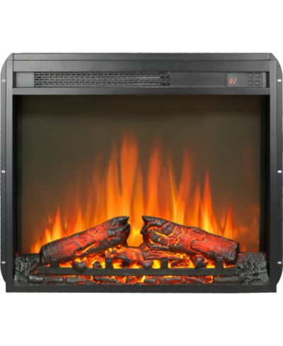 Flynama 3 inch electric fireplace insert, ultra thin heater with log set & realistic flame, remote control with timer, overheating protection