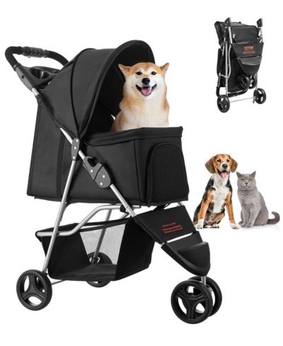 COZITO 3-Wheel Foldable Pet Stroller with Cup Holders, Holds up to 35 lbs