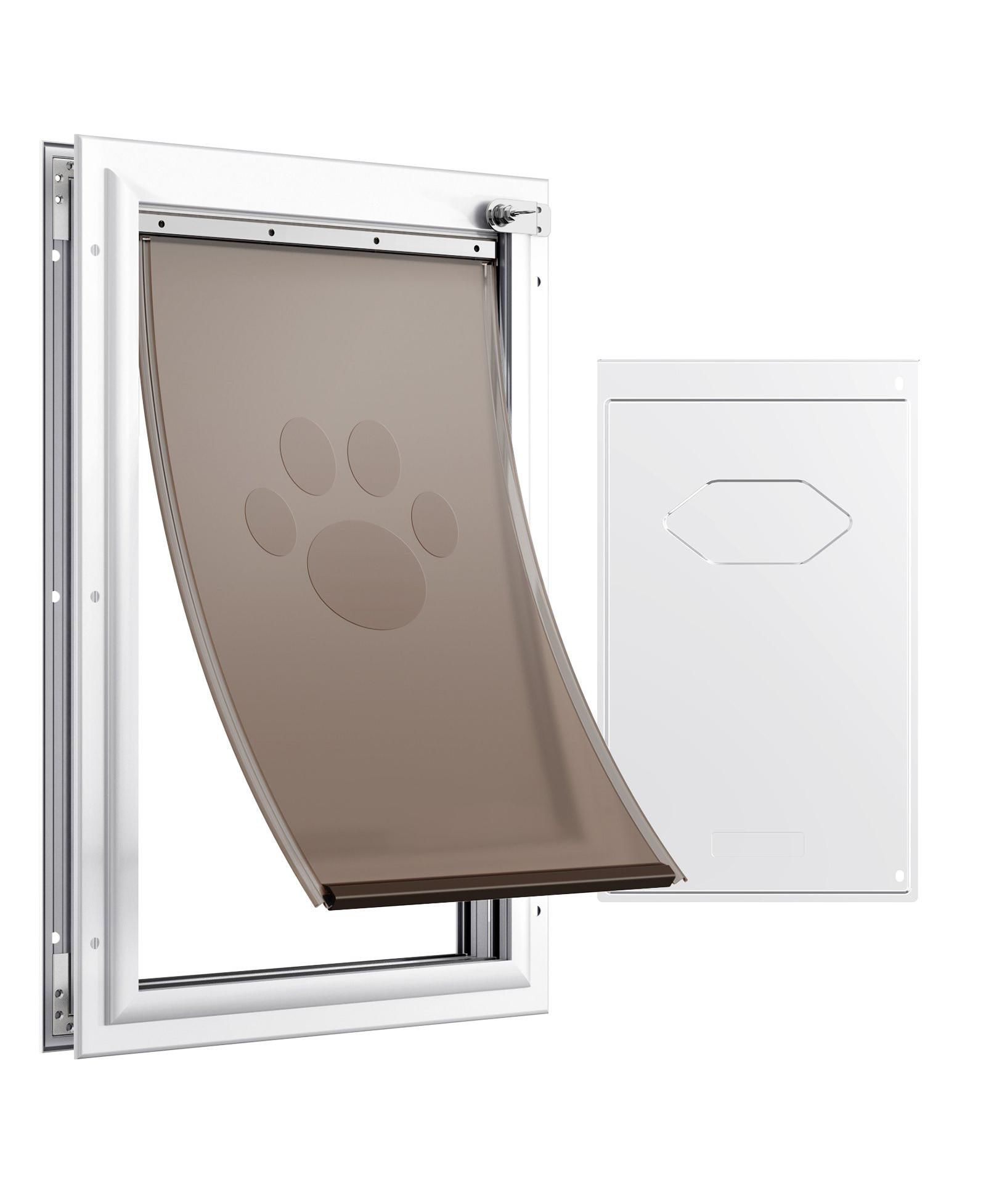 COZITO Aluminum Frame Door-Mount Pet Door with Lock, Large, White