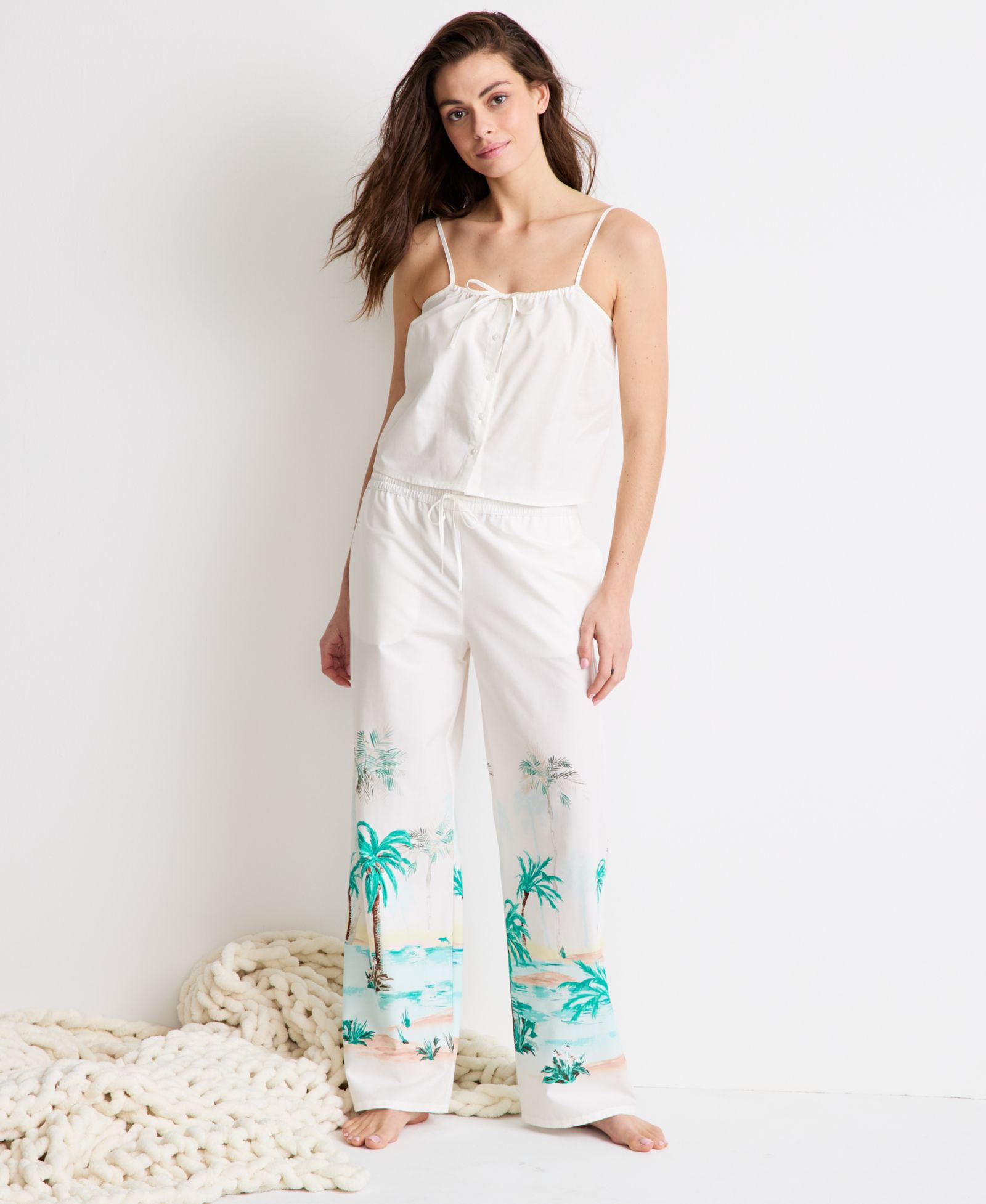 State of Day Women's Tie Front Tank & Pant Pajama Set, Macy's Exclusive