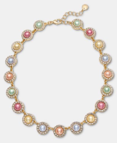 Charter Club Pavé & Imitation Pearl All-Around Collar Necklace, 16" + 2" extender, Macy's Exclusive