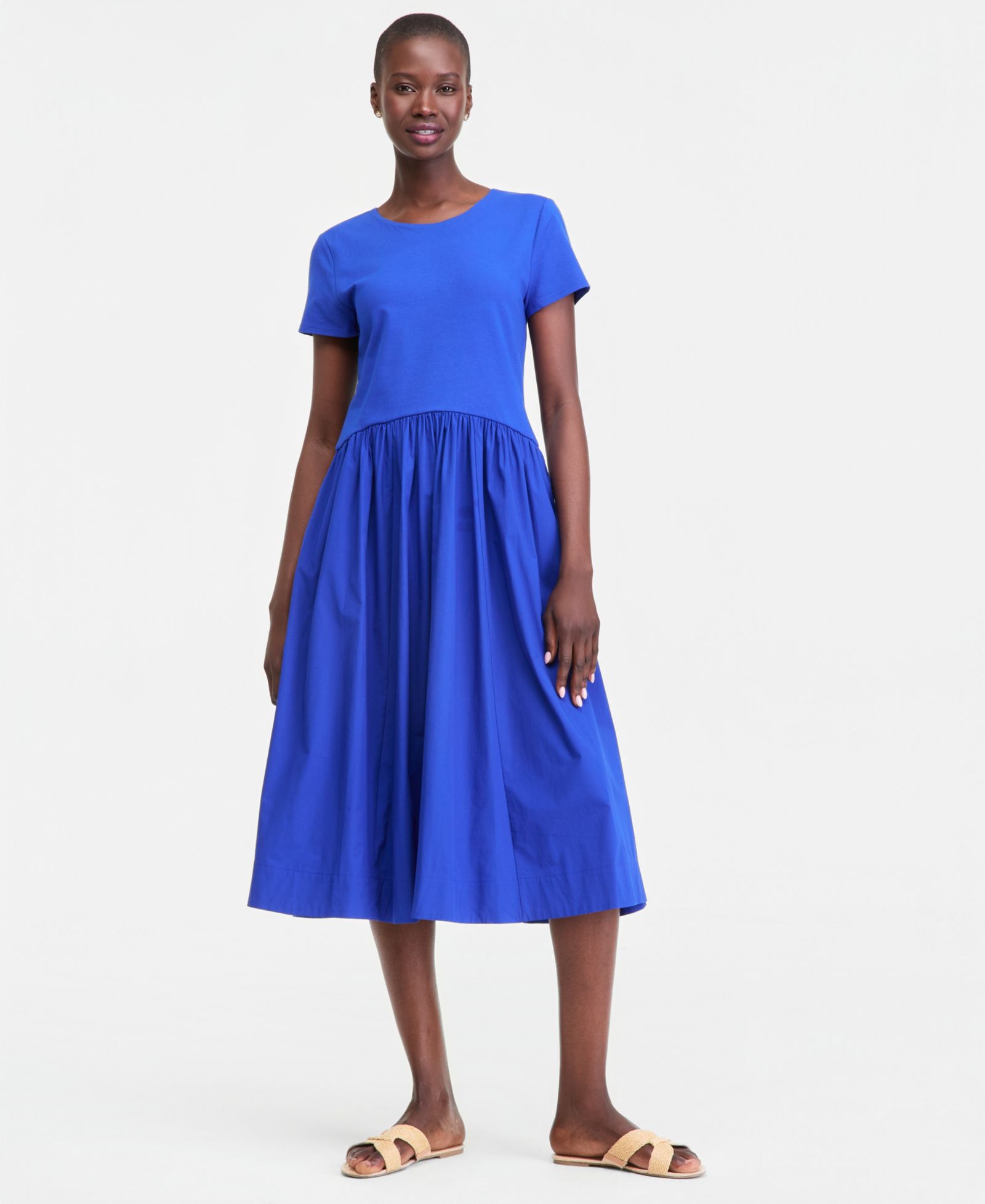 On 34th Women's Short-Sleeve Curved-Waist Mixed-Media Midi Dress, Macy's Exclusive