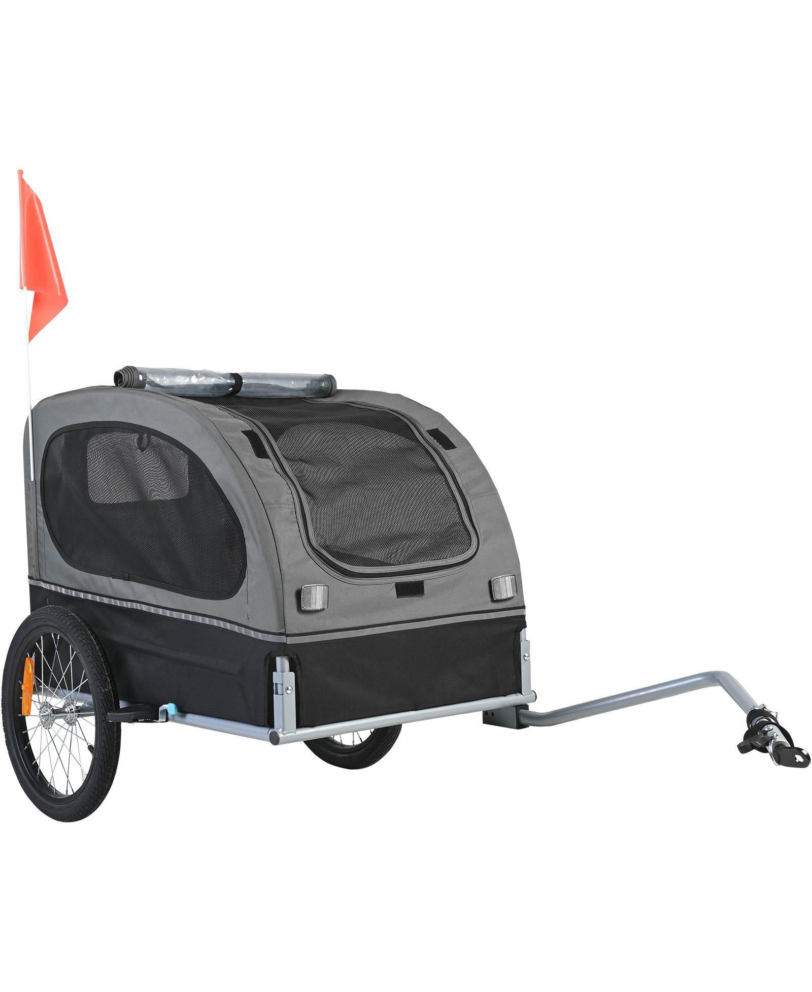 COZITO Foldable Pet Bike Trailer with Universal Coupler, Holds up to 88 lbs., Black & Gray
