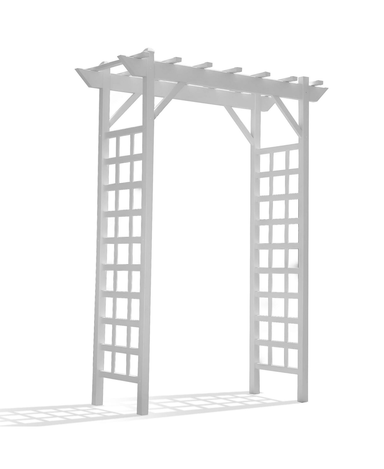 Dura-Trel Inc Dura-Trel Providence Arbor 64" x 85" PVC Outdoor Garden Arch Trellis, White