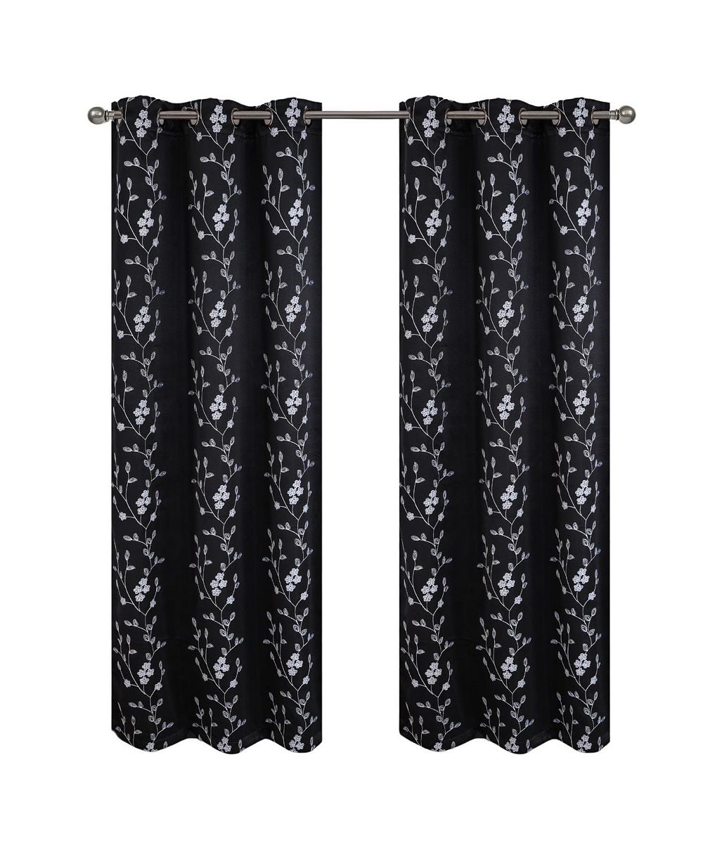 RT Designers Collection Lilian Embroidered Blackout Luxurious Decorative Grommet Curtain Panel 54" x 84"