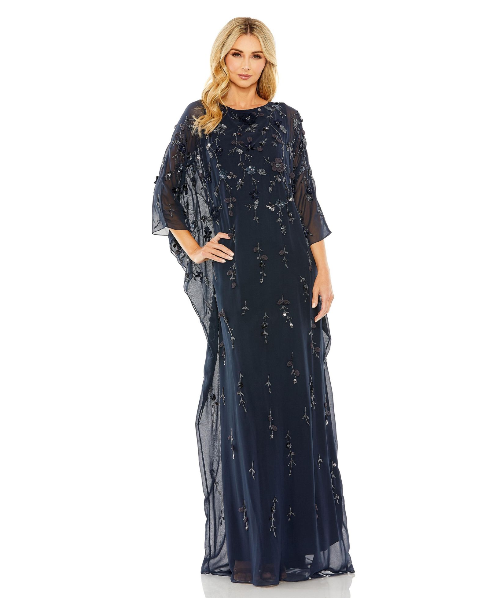 Вечернее платье Mac Duggal Women's Floral Embellished Trapeze Gown