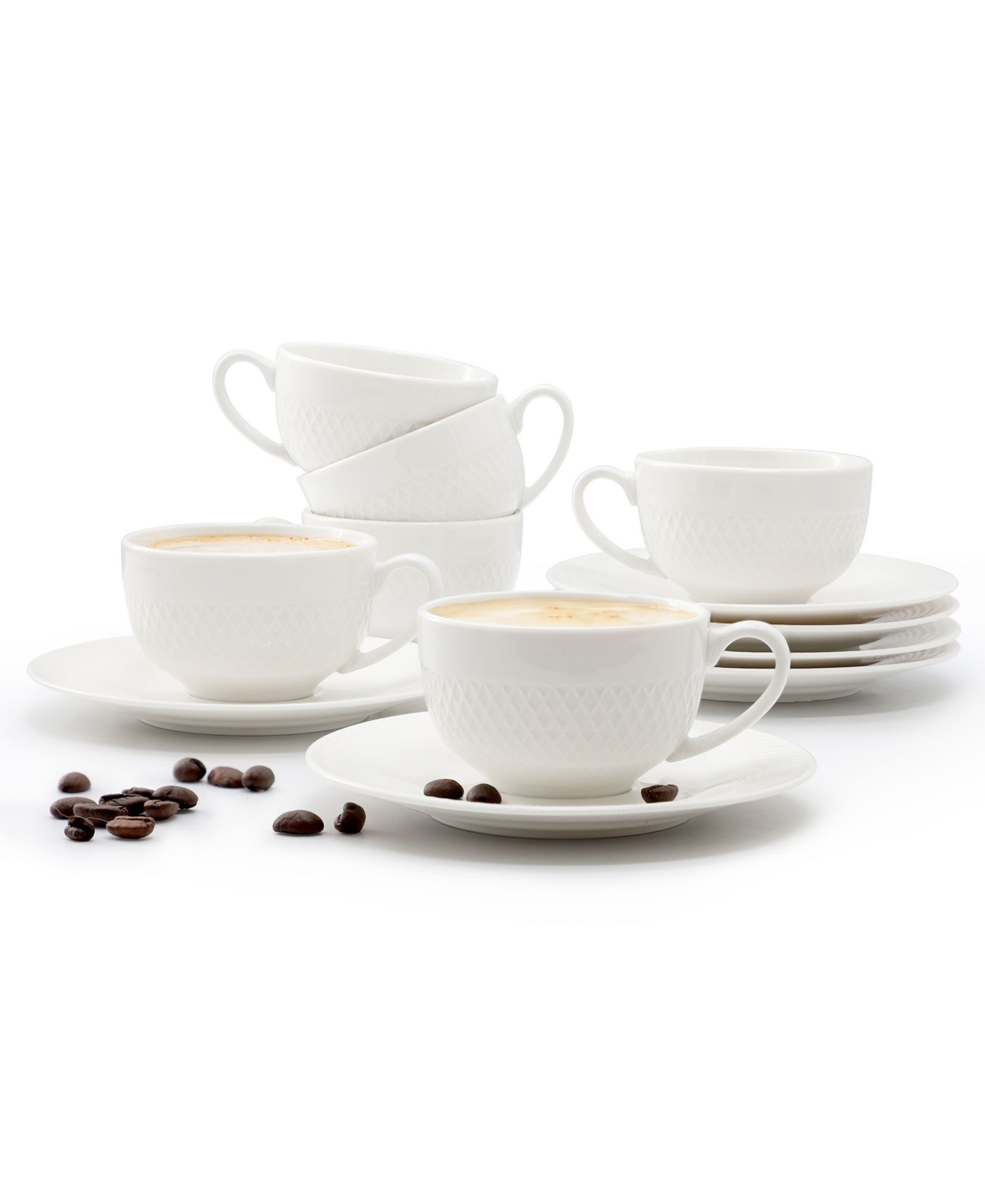 Elama Luna Espresso Cup & Saucers, Service For 6