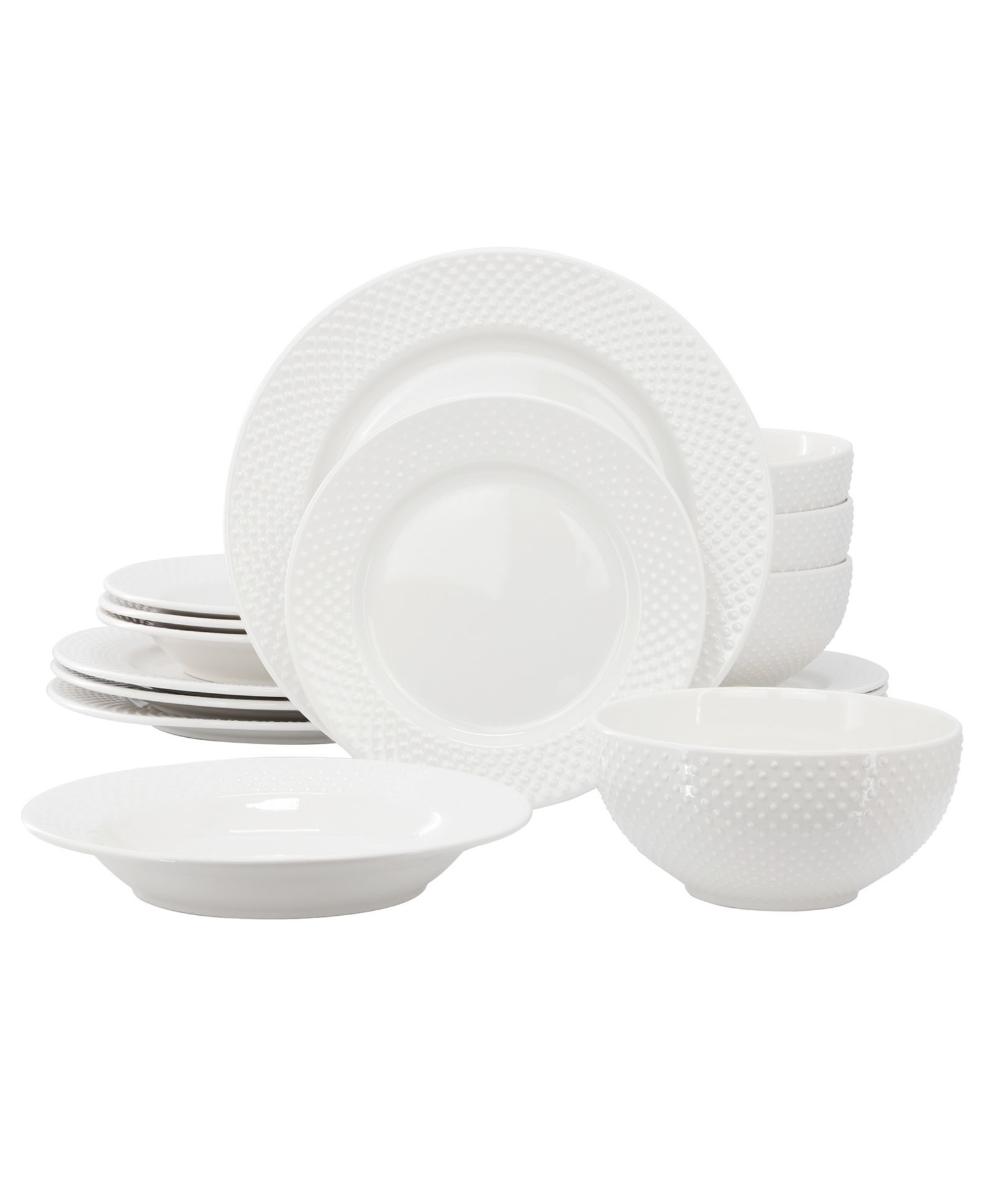 Elama Kim Hobnail 16-Pc. Dinnerware Set, Service For 4