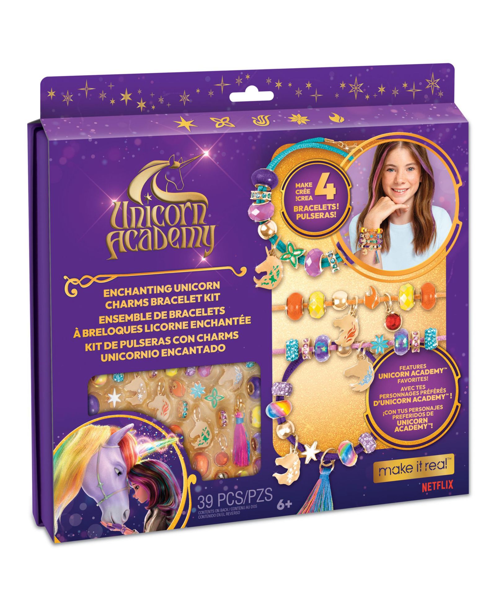 Make It Real Unicorn Academy: Enchanting Unicorn Charms Bracelet Kit
