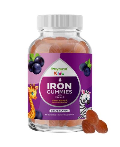 Kids Iron Gummies with Vitamin C - Gentle Iron Supplement for Stronger Immunity & Energy Support - Vitamin B6, B12, A, Niacin & Folate - 60ct