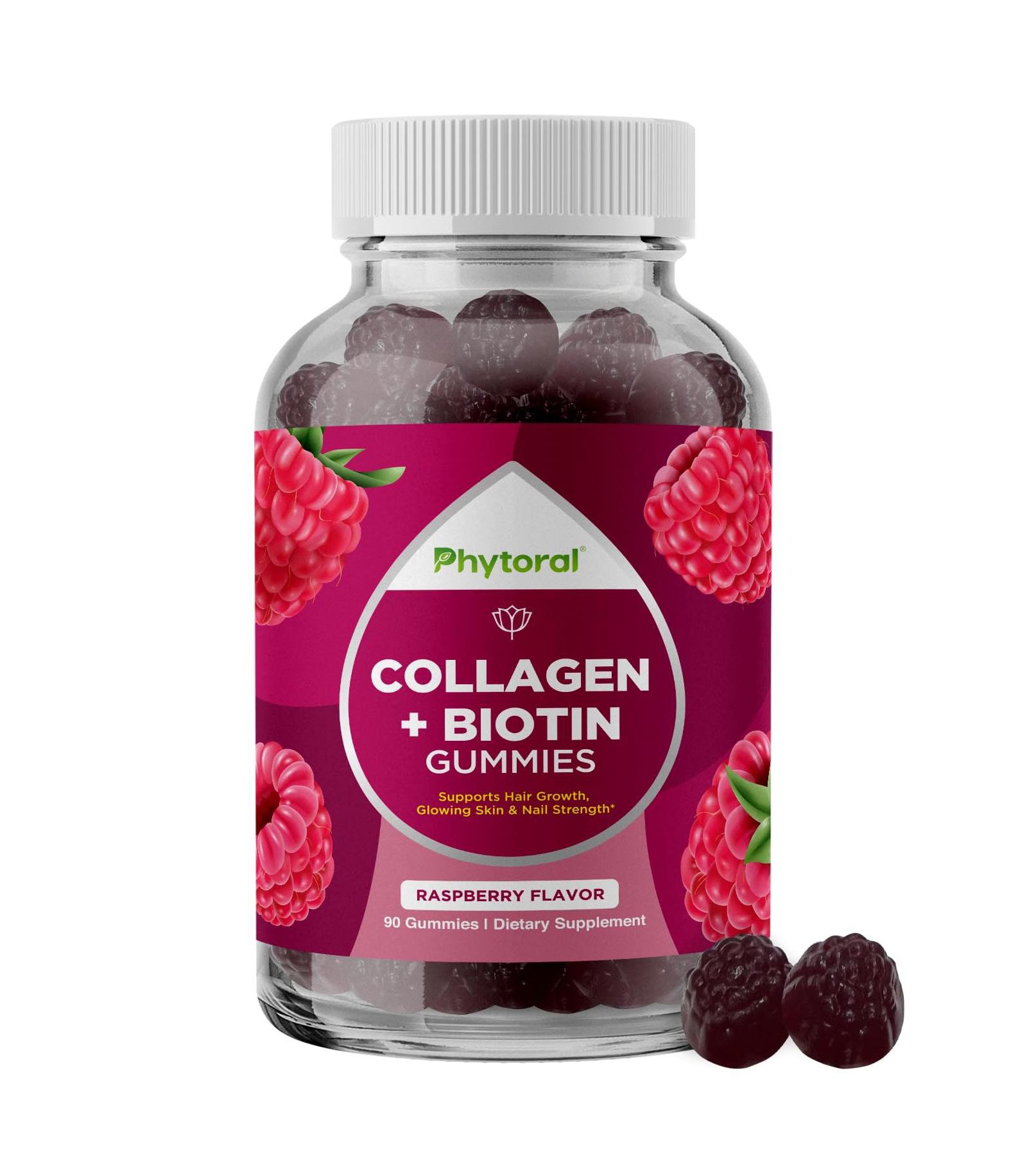 PH Collagen + Biotin Gummies, Raspberry, 90ct