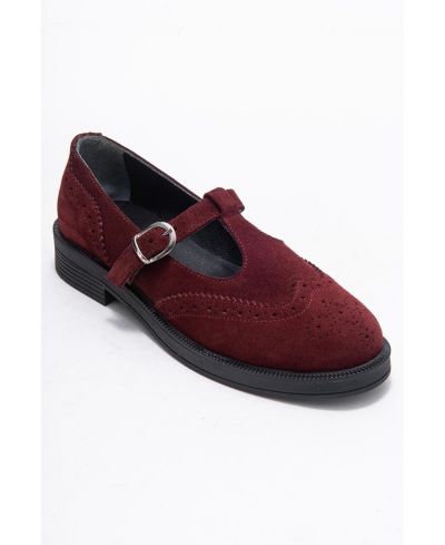 Burgundy suede leather
