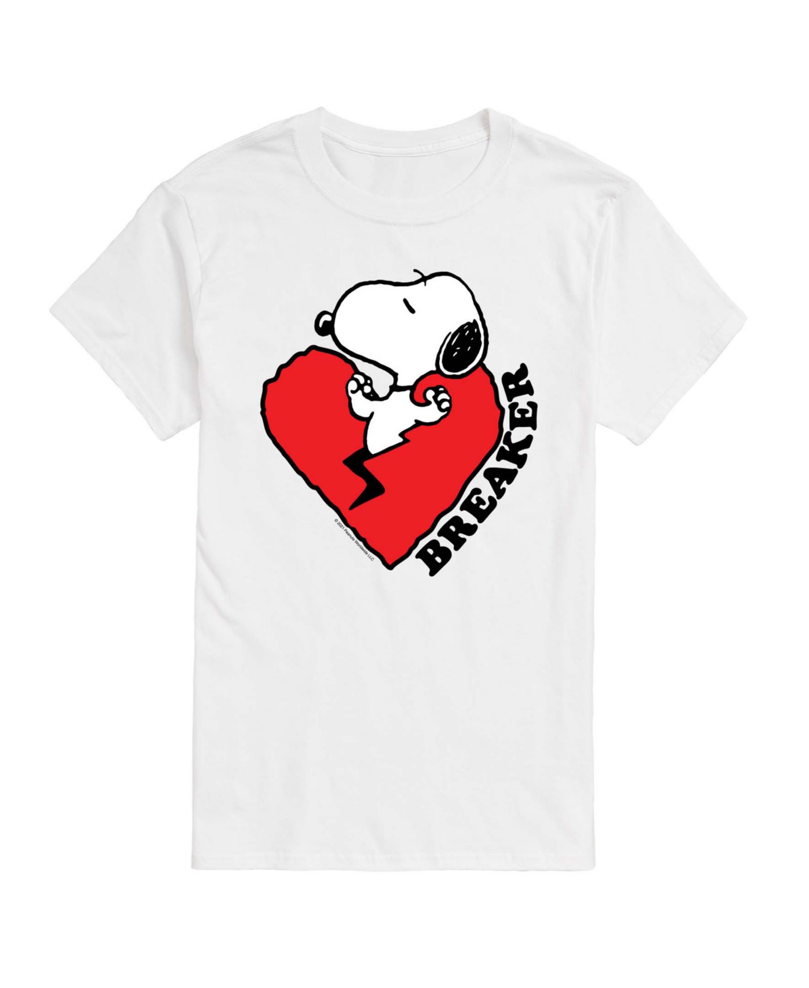 AIRWAVES Men's Peanuts Snoopy Heart Breaker Printed Short-Sleeve Graphic T-Shirt