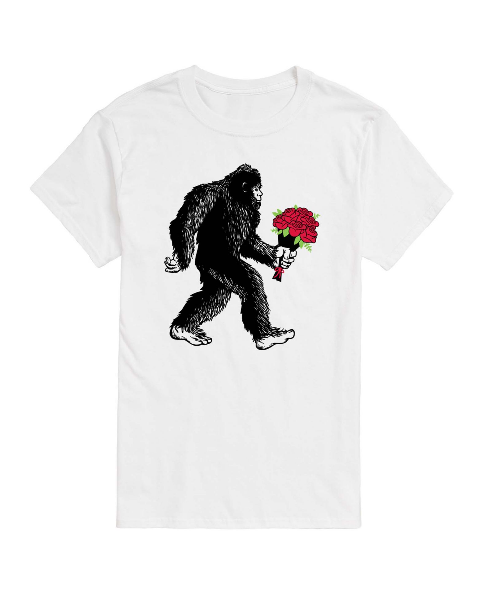 AIRWAVES Men's Instant Message Sasquatch Flowers Printed Short-Sleeve Graphic T-Shirt