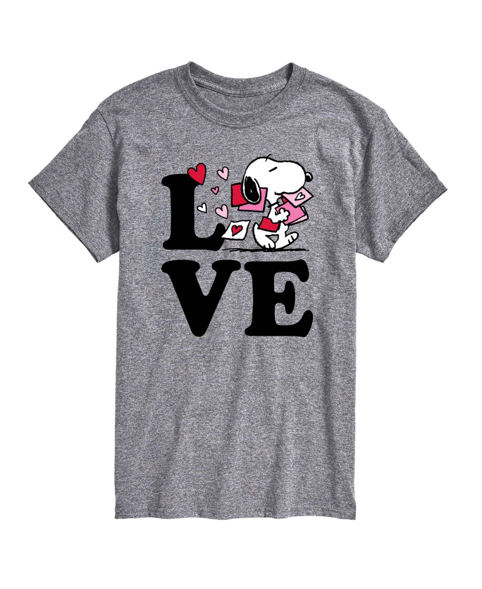 AIRWAVES Men's Peanuts Love Snoopy Printed Short-Sleeve Graphic T-Shirt