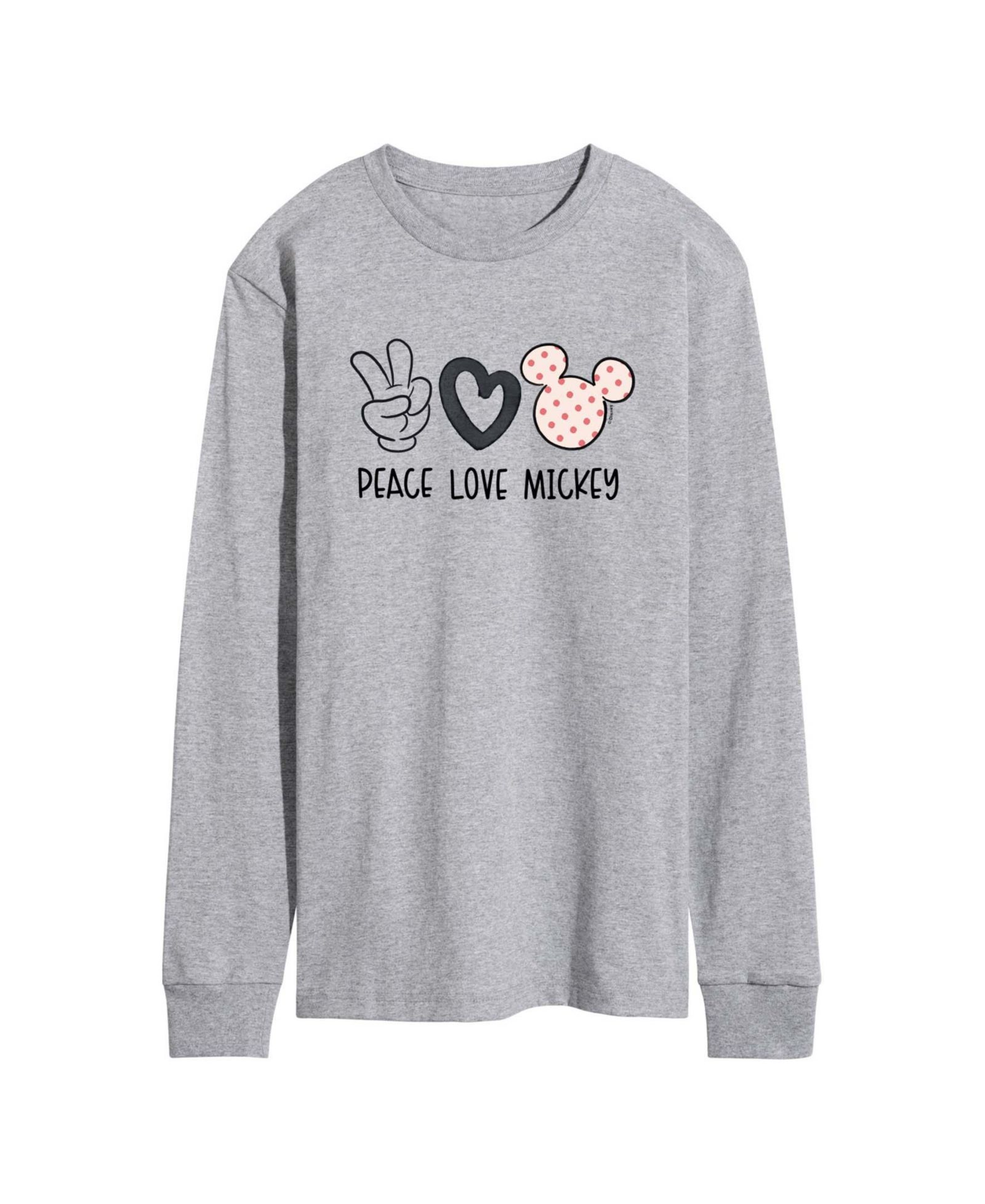 AIRWAVES Men's Disney Peace Love Mickey Printed Long-Sleeve Graphic T-Shirt
