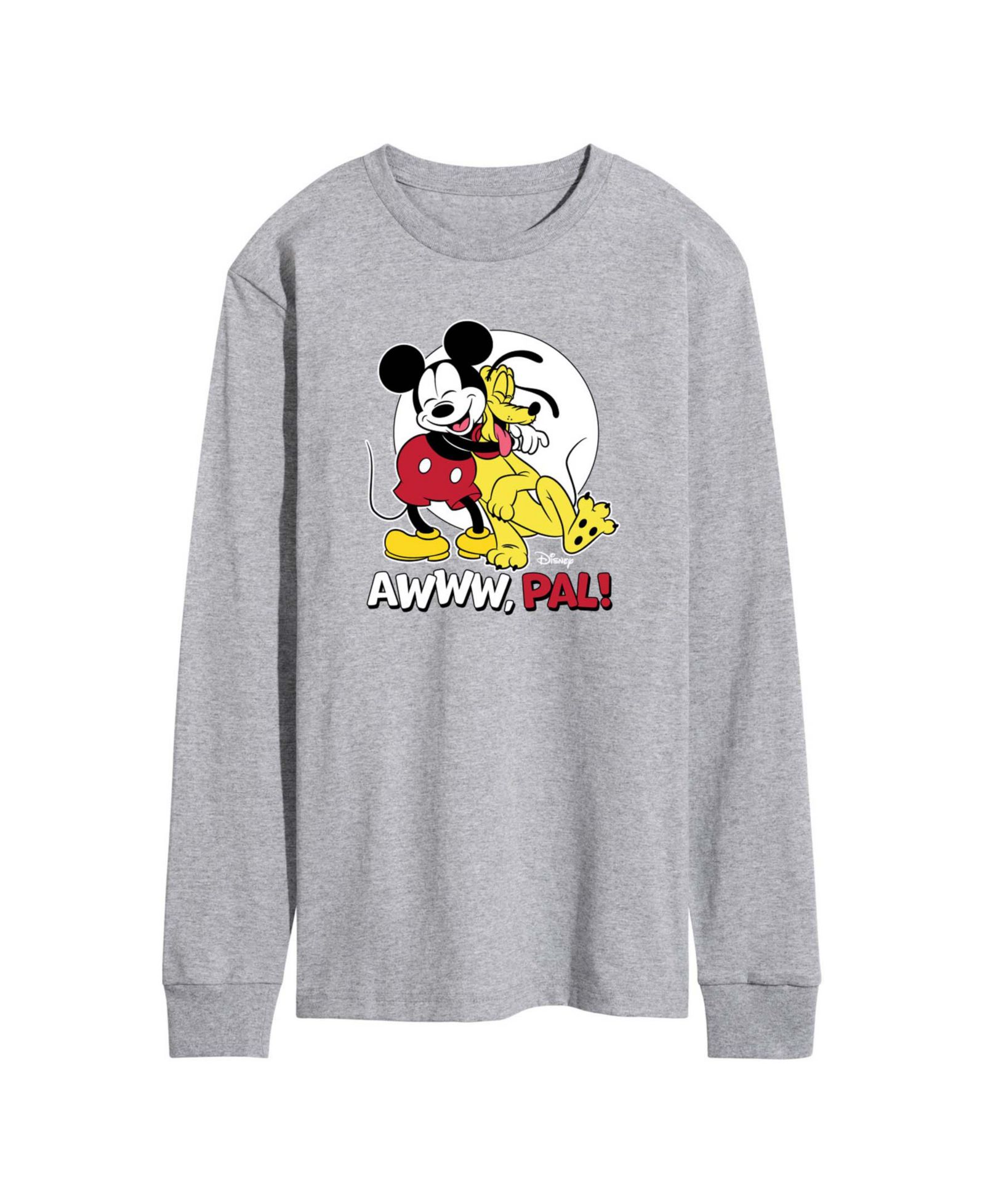 AIRWAVES Men's Disney Pal Mickey & Pluto Printed Long-Sleeve Graphic T-Shirt