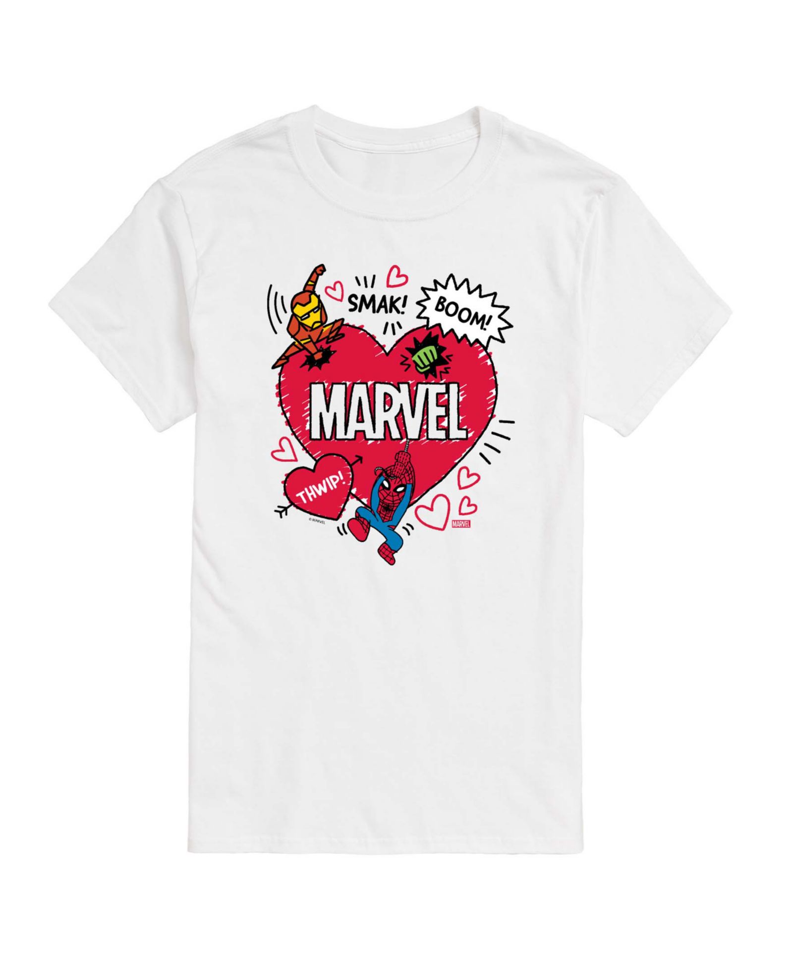 AIRWAVES Men's Marvel Avengers Valentines Scribble Printed Short-Sleeve Graphic T-Shirt