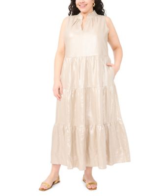 Vince Camuto Plus Size Sleeveless Tiered Ruffle Maxi Dress