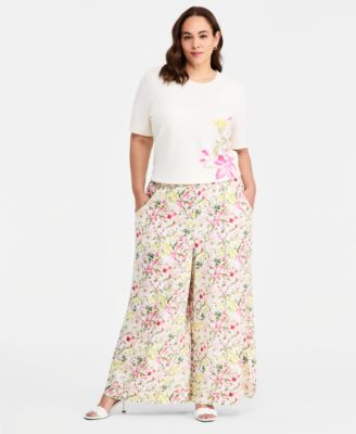 Vince Camuto Plus Size Wide-Leg Elastic Waist Pants