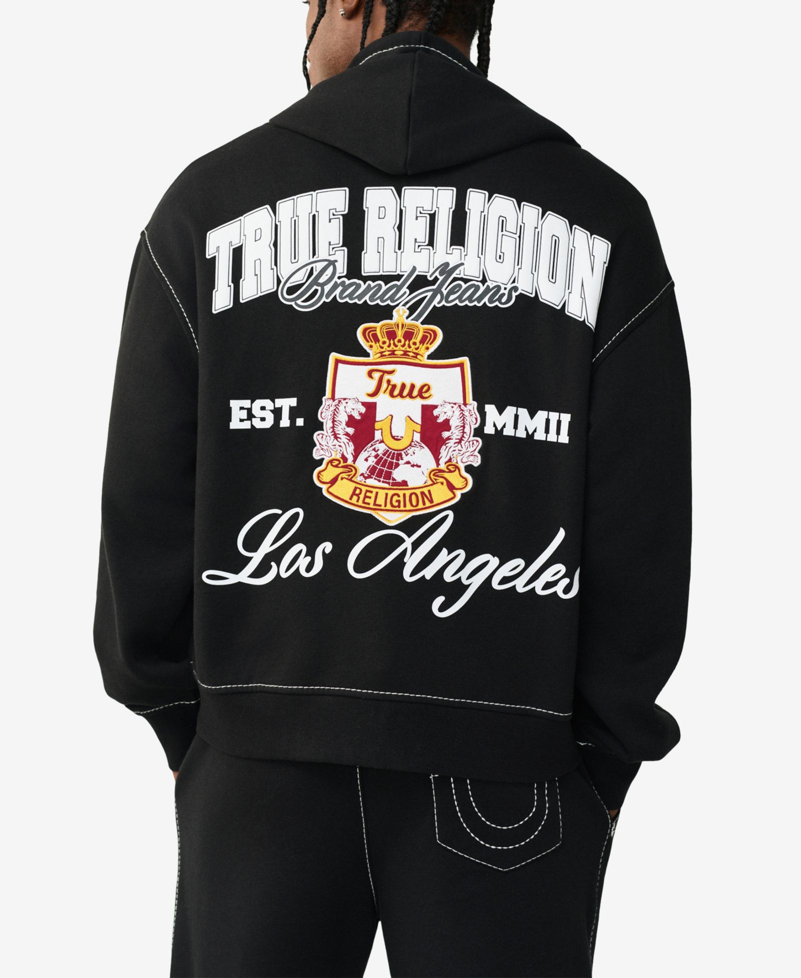 True Religion Men's Long-Sleeve Crest Zip-Up Sweatshirt