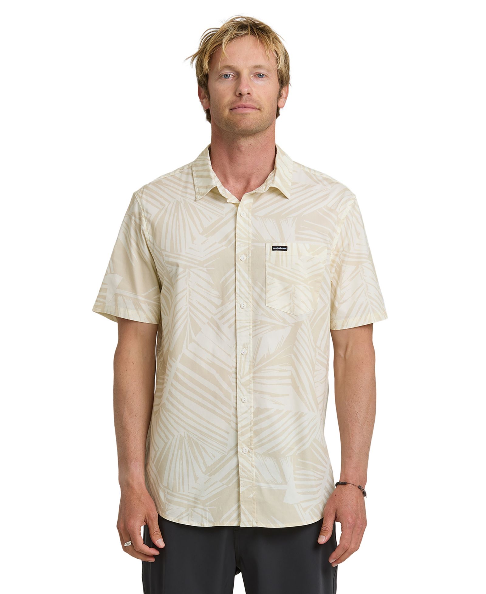 Quiksilver Мужская рубашка с коротким рукавом Aruba Palm Stretch