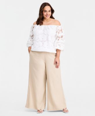 Vince Camuto Plus Size Mid-Rise Wide-Leg Pants