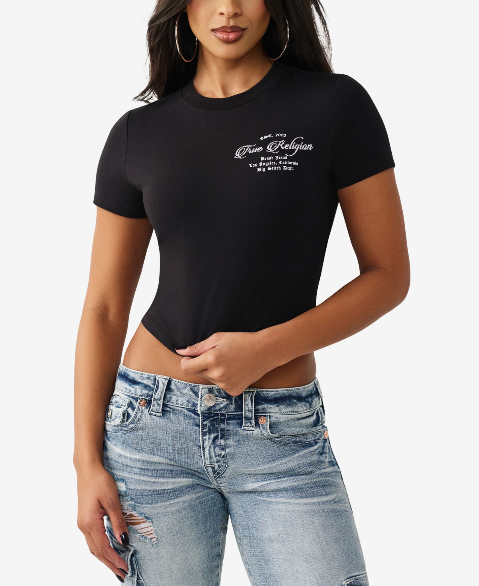 True Religion Women's Crystal Buddha Baby T-Shirt