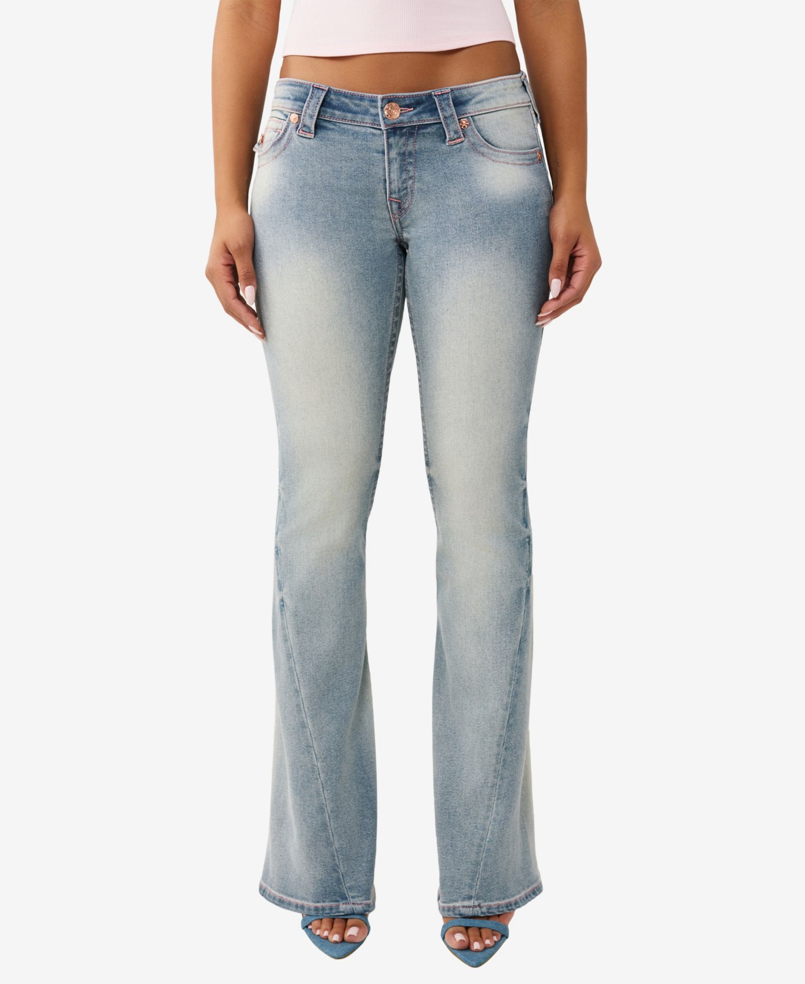 True Religion Women's Joey Low-Rise Flare Flap Jeans