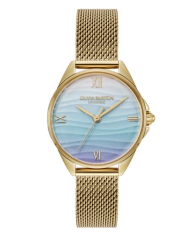 Olivia Burton Women's Azure Gold Tone Stainless Steel Mesh Bracelet Watch, 30mm