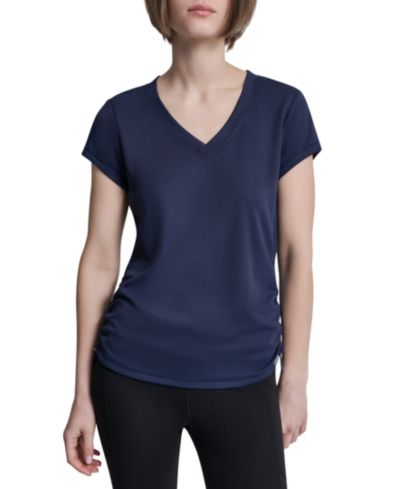 Женская футболка DKNY Sport Women's Ruched Side Seams V-Neck Tech T-Shirt