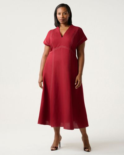 Платье макси ESTELLE Plus Size Arden Contrast Stitch Linen