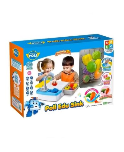 Игровой набор Robocar Poli Edu Sink с проточной водой и аксессуарами для кухни