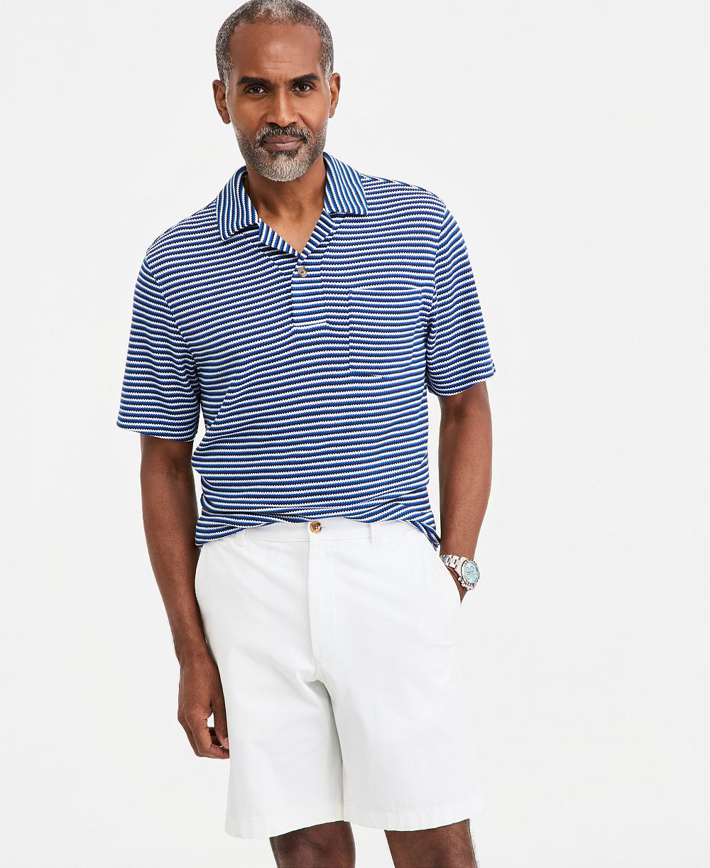 Club Room Men's Textured Knit Striped Popover Polo Shirt, Macy's Exclusive