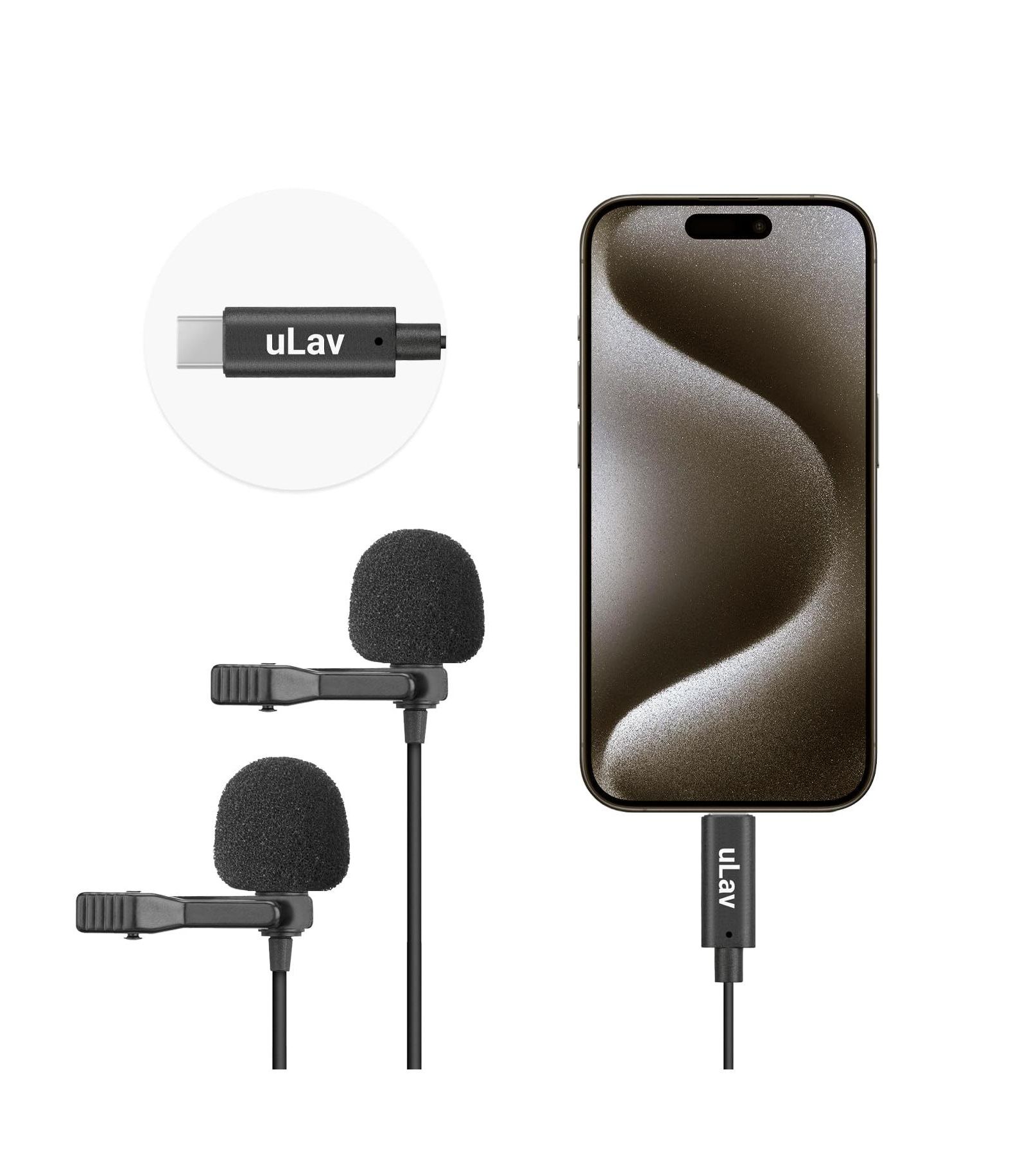 Микрофон Movo uLav-L-Duo Digital Dual iPhone 15/16 Lavalier Omnidirectional Clip on (USB-C)