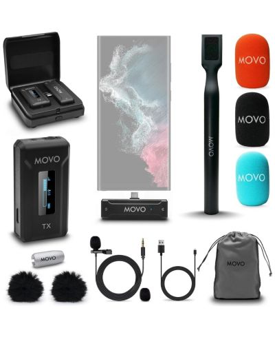 Беспроводной петличный микрофон Movo WMX-2-C USB-C для iPhone 15/Android/USB C устройств с адаптером WMX-HM