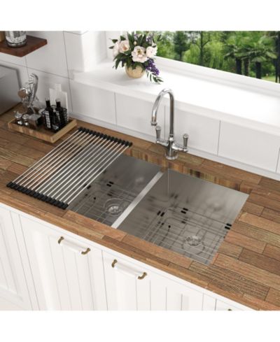 flynama 33x19x9inch Undermount Double Bowl Kitchen Sink Stainless Steel 16 Gauge 60 and 40