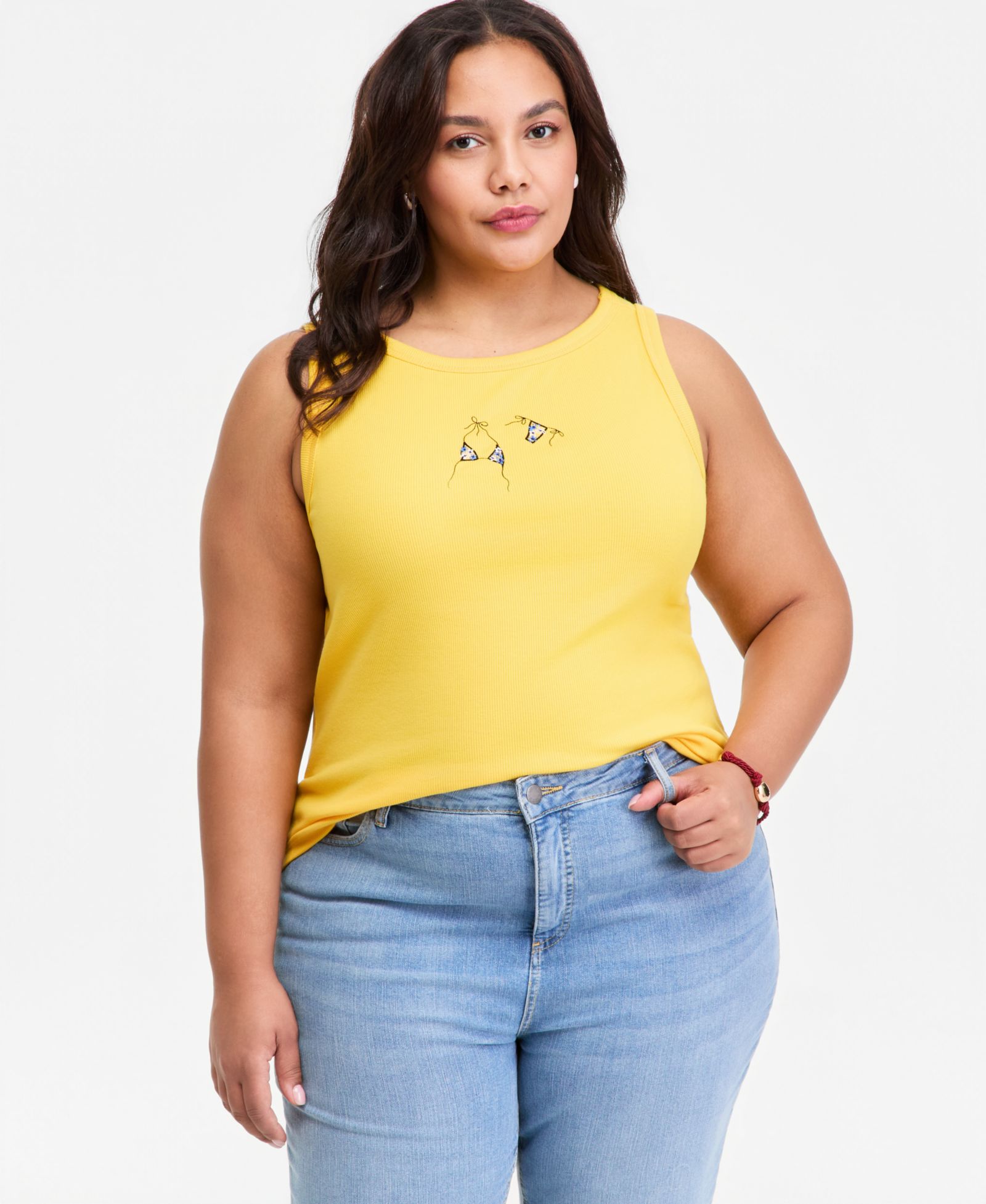 On 34th Plus Embroidered Boatneck Tank Top, Macy's Exclusive