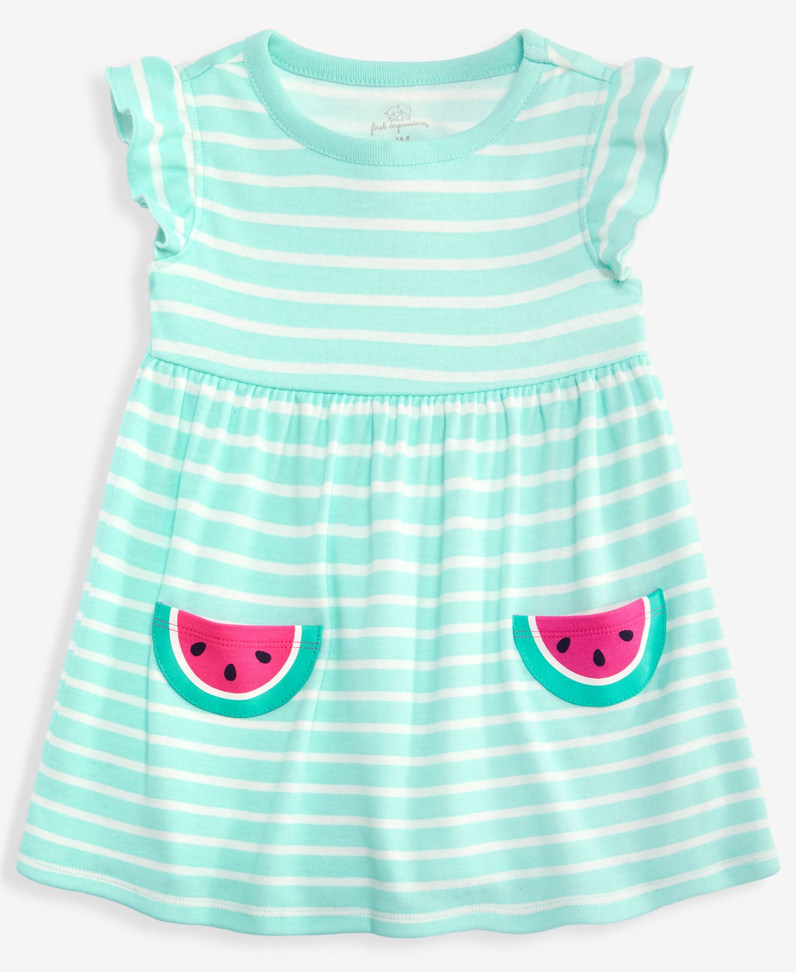First Impressions Baby Girls' 0M-24M Striped Watermelon-Pocket Dress, Macy's Exclusive