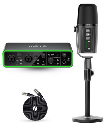 Комплект аудиоинтерфейс Movo Music/Audio с USB интерфейсом, динамическим микрофоном UM6 и настольной подставкой