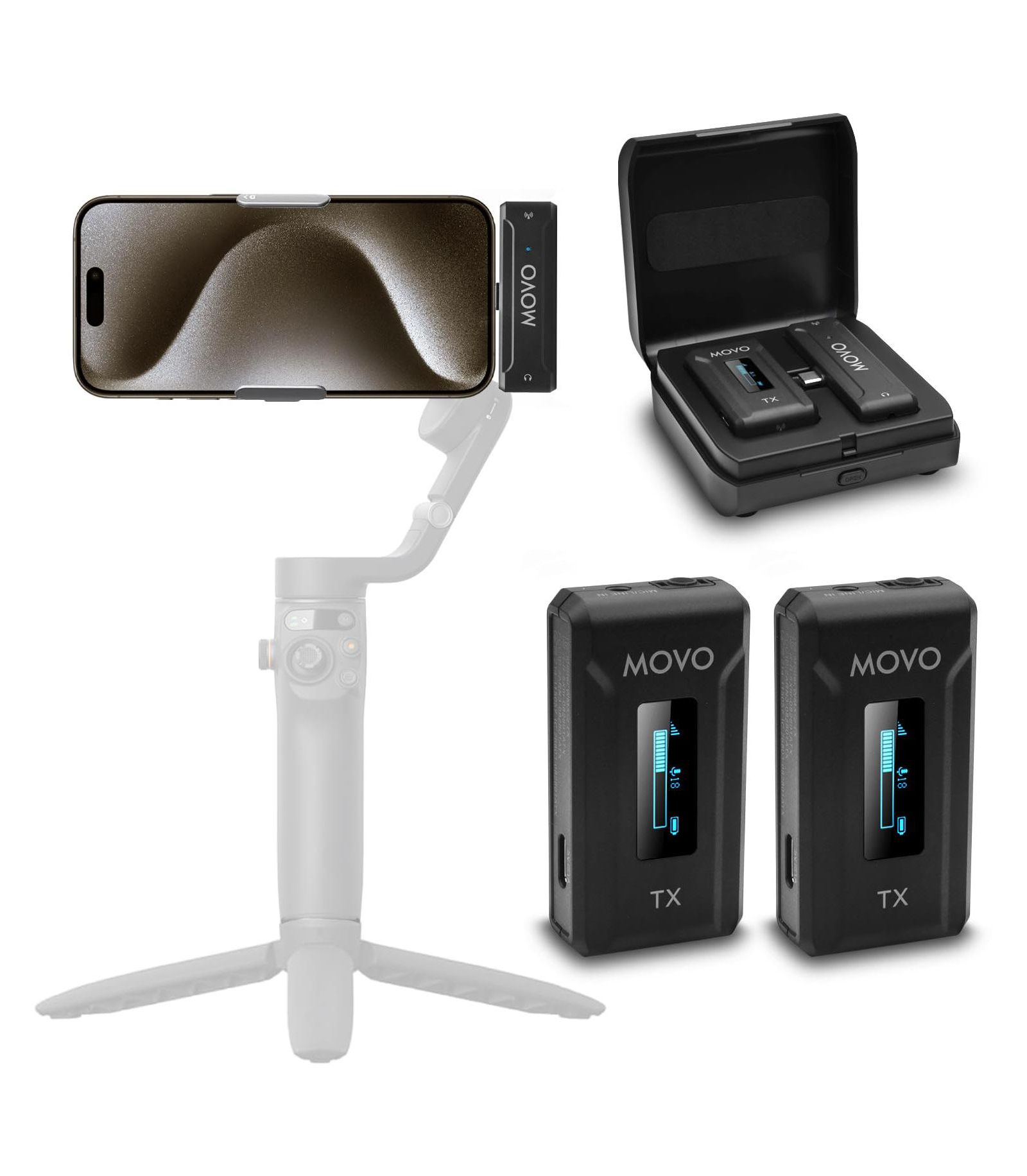 Movo WMX-2-C-DUO Wireless Dual Lavalier Microphone System for iPhone 15 and USB-C Devices