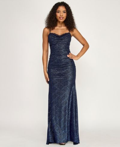 Emerald Sundae Juniors' Sweetheart Neck Ruched Gown