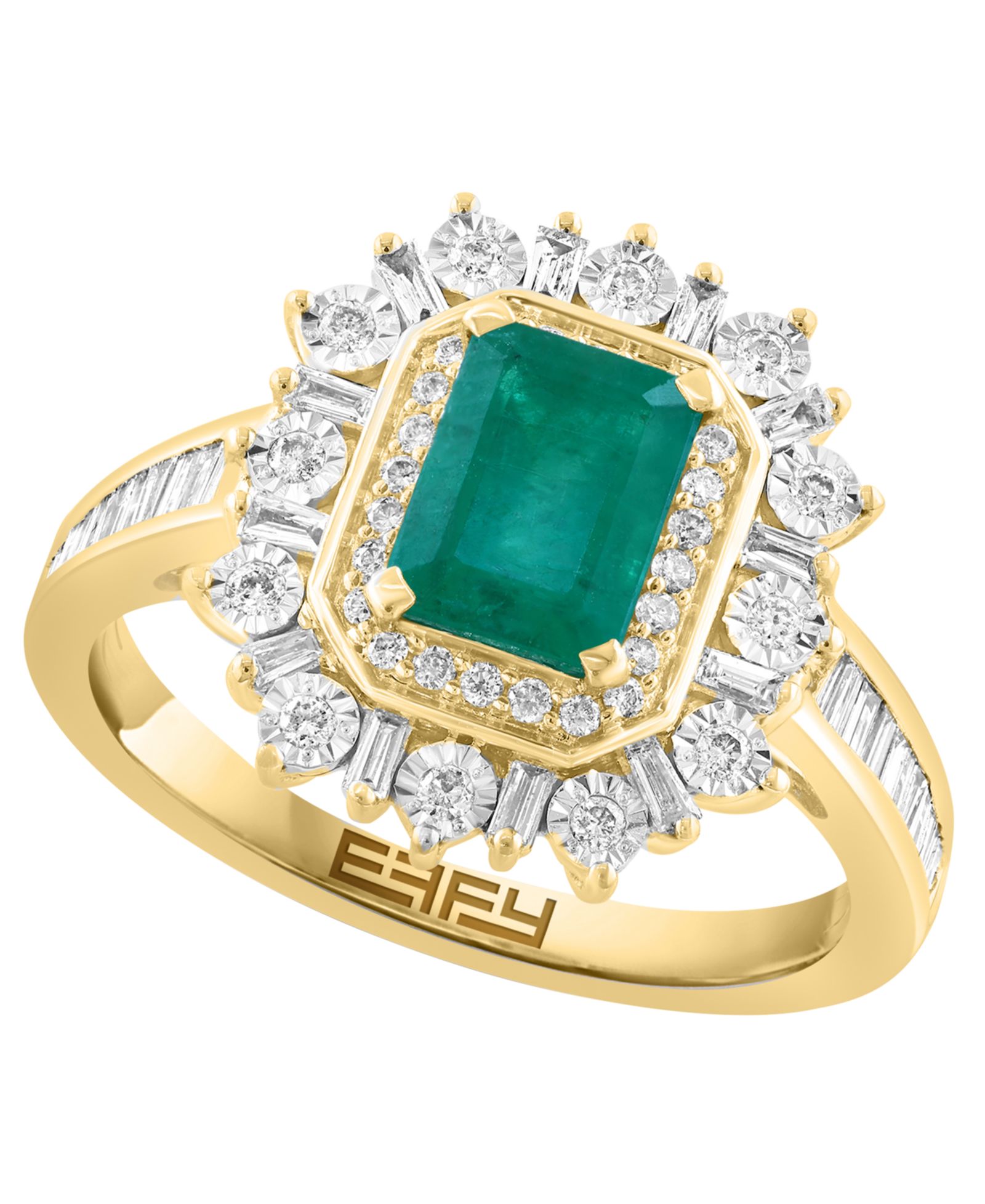 EFFY Collection кольцо Emerald (7/8 ct. t.w.) & Diamond (1/2 ct. t.w.) в 14k White Gold