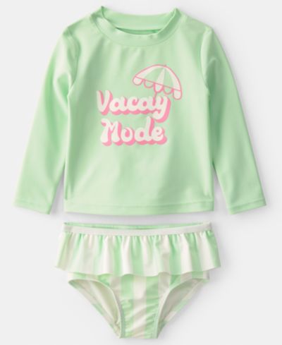 Carter's Baby Girls' Vacay Mode Rashguard Swimsuit, 2-Piece Set