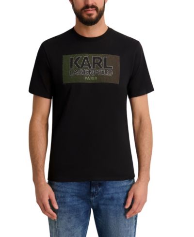 KARL LAGERFELD PARIS Men's Textured Graphic Print T-Shirt